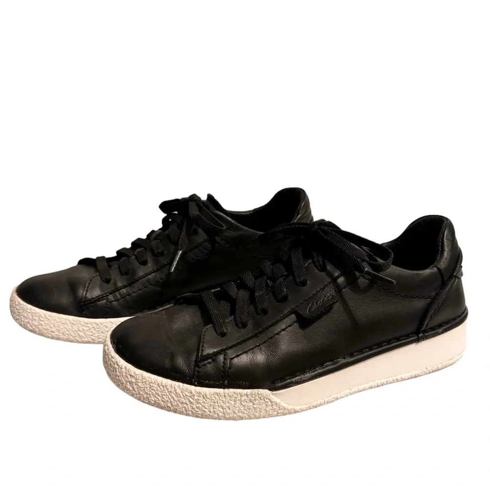 Clarks Black Leather Sneakers Size 9